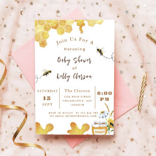 Invitation Baby shower abeille jaune et tournesol
