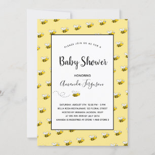 Invitation Baby shower abeilles jaune mignonne