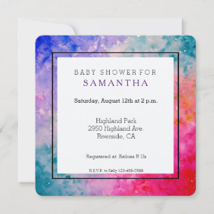 Invitation Baby shower Abstrait aquarelle