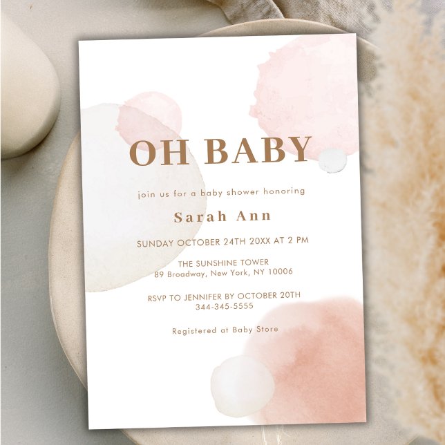 Invitation Baby shower Abstrait minimaliste Boho (Minimalist Boho Watercolor Abstract Baby Shower Invitation)