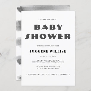 Invitation Baby shower Abstrait noir et blanc simple