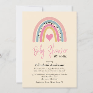 Invitation Baby shower Abstrait Rainbow Heart Girl par courri