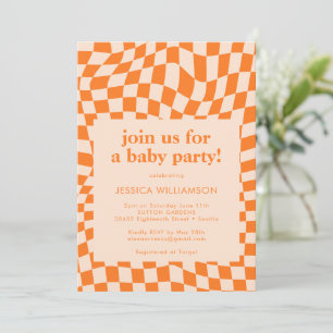 Invitation Baby shower Abstrait Retro Orange