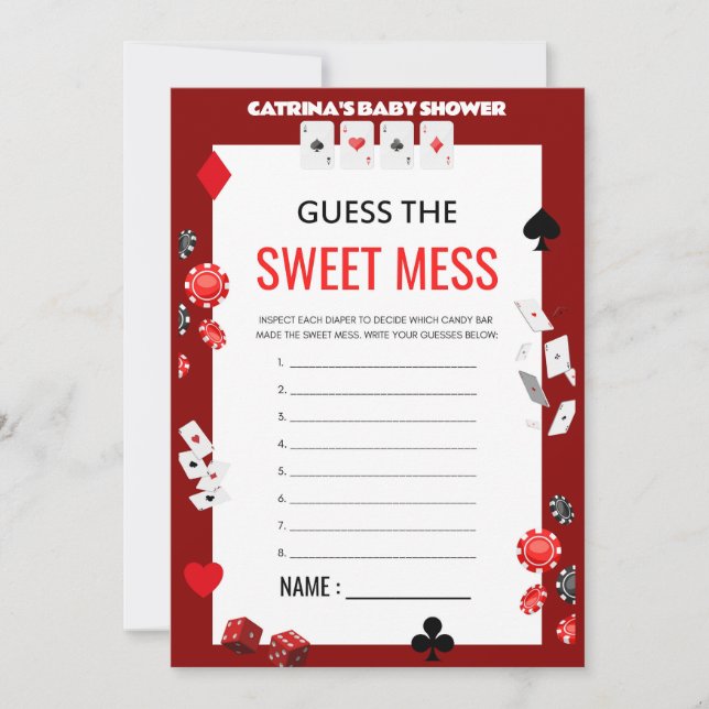 Invitation Baby shower Ace Casino - Nom modifiable, 5x7 (Devant)