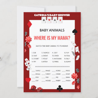 Invitation Baby shower Ace Casino - Nom modifiable, 5x7