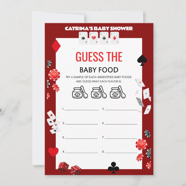 Invitation Baby shower Ace Casino - Nom modifiable, 5x7 (Devant)