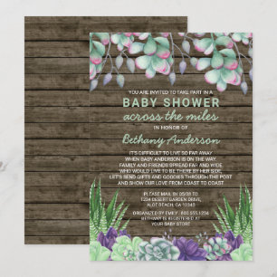 Invitation Baby Shower Across the Miles Rustique Succulentes