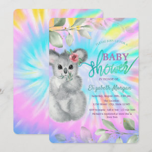 Invitation Baby Shower Adorable Koala Tie Dye