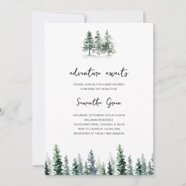 Invitation Baby shower Adventure Await (Devant)