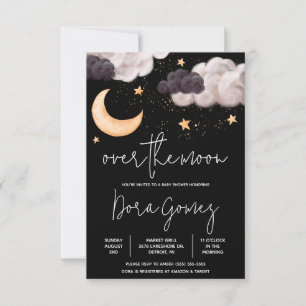 Invitation Baby shower aérien nocturne sur la Lune