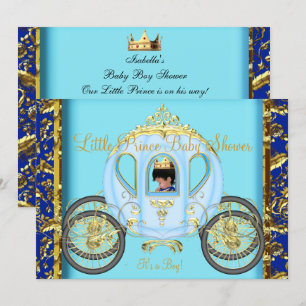 Invitation Baby shower africain américain Blue Gold Boy