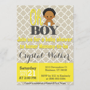 Invitation Baby shower africain-américain des garçons