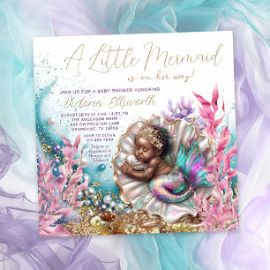Invitation Baby shower africain-américain en coquille de sirè