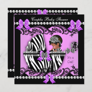 Invitation Baby shower Africain-Américain fille Zebra