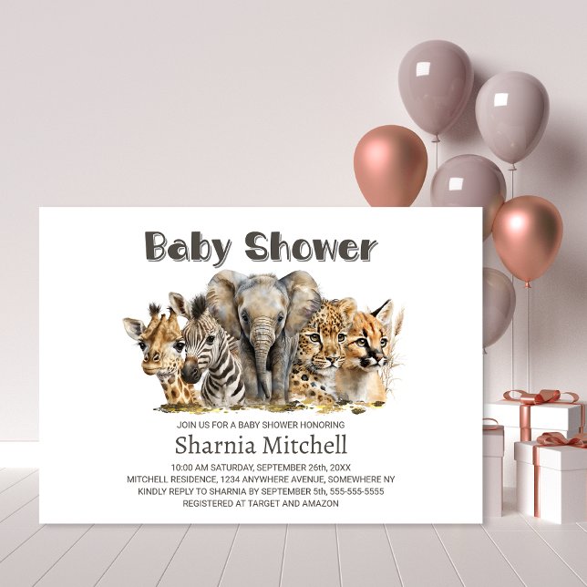 Invitation Baby shower africain Safari Animaux (Créateur téléchargé)