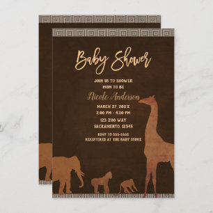 Invitation Baby shower Africain Safari Jungle Zoo Animaux