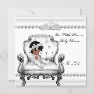 Invitation Baby shower African American Princess Girl Chair