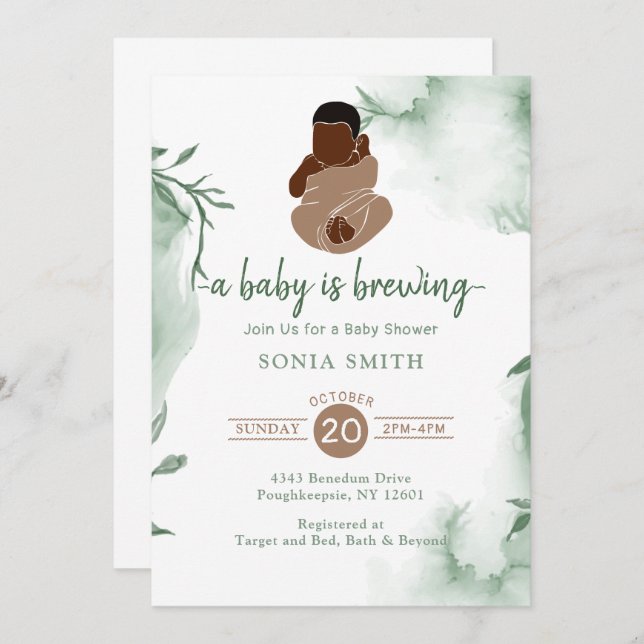 Invitation Baby shower afro-américain (Devant / Derrière)