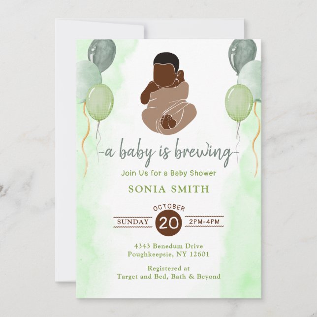 Invitation Baby shower afro-américain (Devant)