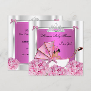 Invitation Baby shower afro-américain bébé fille rose