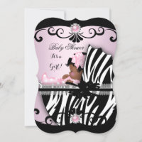 Baby shower afro-américain fille rose Zebra 4