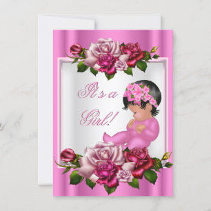 Invitation Baby Shower Afro-Américain Fille Roses Roses