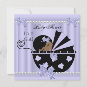 Invitation Baby shower afro-américain fille violette