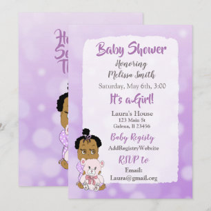 Invitation Baby shower afro-américain pour filles