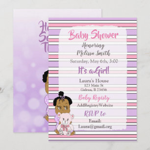 Invitation Baby shower afro-américain pour filles