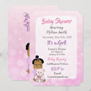 Invitation Baby shower afro-américain pour filles