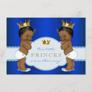 Invitation Baby shower afro-américain Royal Prince Twin