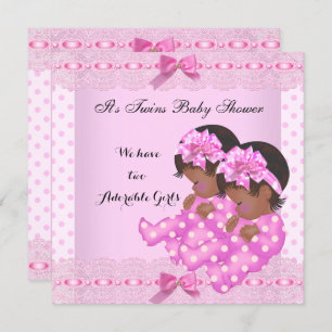 Invitation Baby shower afro-américain Twin Girls rose