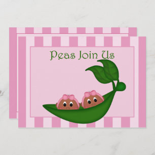 Invitation Baby shower afro-américain Twins Pink Peapod