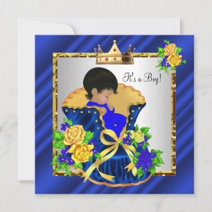 Invitation Baby shower afro-américain Vintage Prince Boy 2