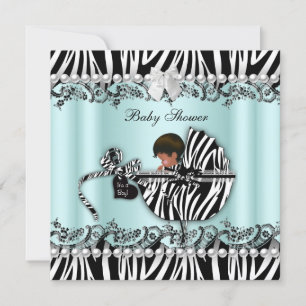 Invitation Baby Shower Afro-Américain Zèbre Garçon ou Fille