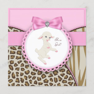 Invitation Baby Shower Agneau Rose