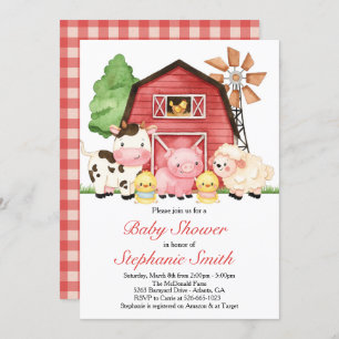 Invitation Baby shower agricole, Baby shower Barnyard