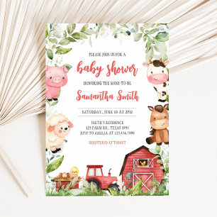 Invitation Baby shower agricole de Red Barnyard