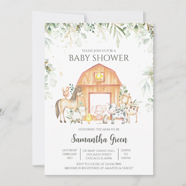Invitation Baby shower agricole neutre pour les femmes (Devant)
