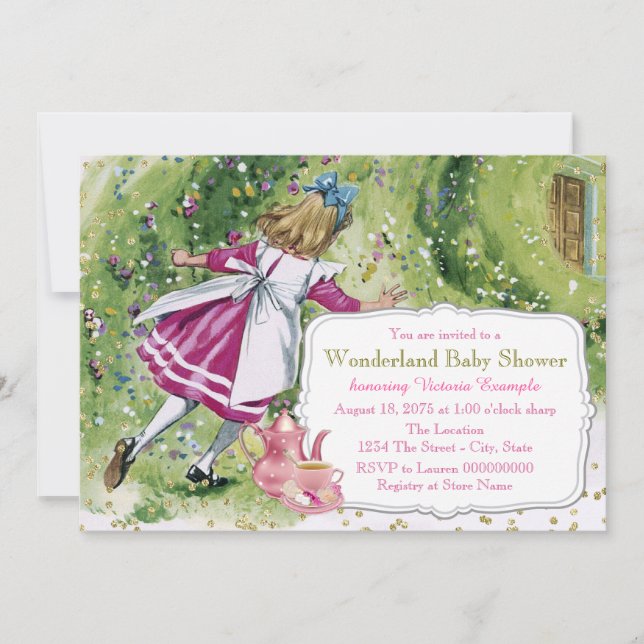 Invitation Baby Shower Alice au Pays des Merveilles (Devant)