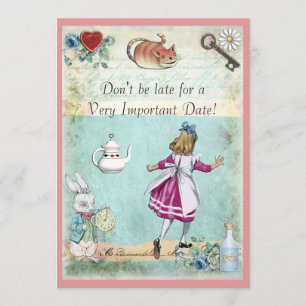 Invitation Baby shower Alice au pays des merveilles ne tarde 
