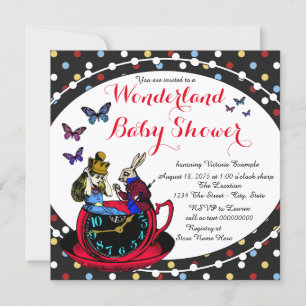 Invitation Baby Shower Alice au Pays des Merveilles Vintage