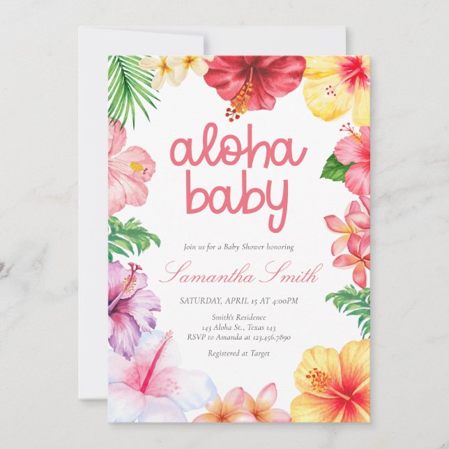 Invitation Baby Shower Aloha (Devant)