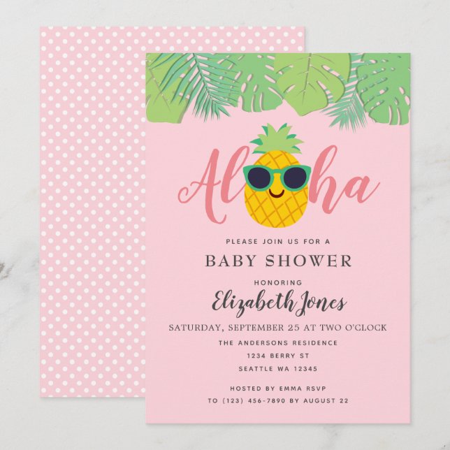 Invitation Baby shower Aloha (Devant / Derrière)