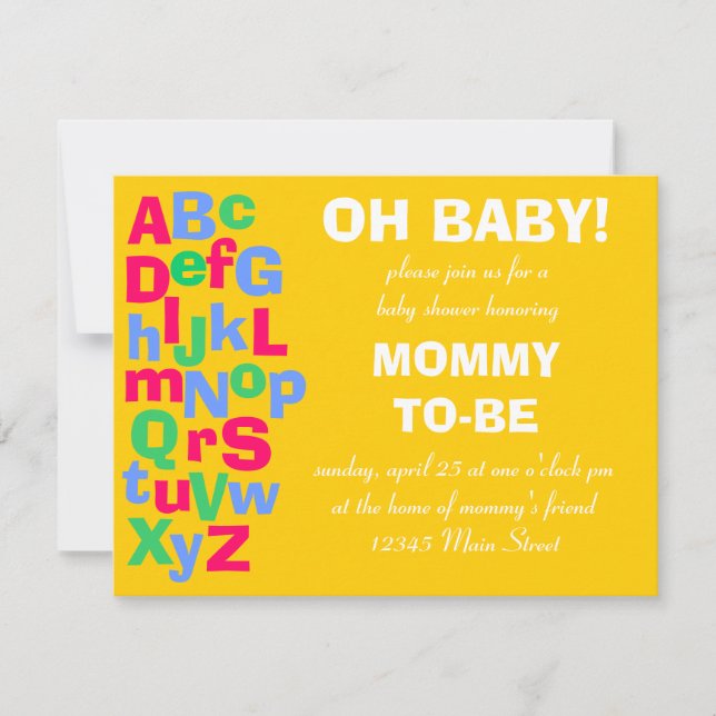 Invitation Baby shower Alphabet (Devant)