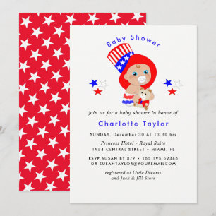 Invitation Baby shower américain de l'oncle patriotique Sam