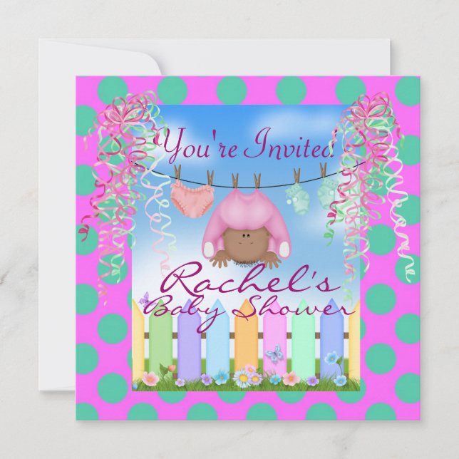 INVITATION BABY SHOWER AMÉRICAINE PINK (Devant)
