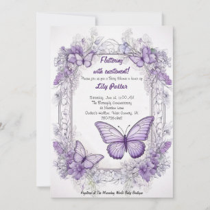 Invitation Baby shower Amethyst Wings