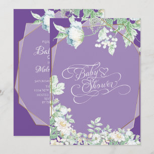 Invitation Baby Shower Améthyste Fleurs sauvages violettes