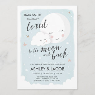 Invitation Baby shower amoureux de la Lune et de l'invitation